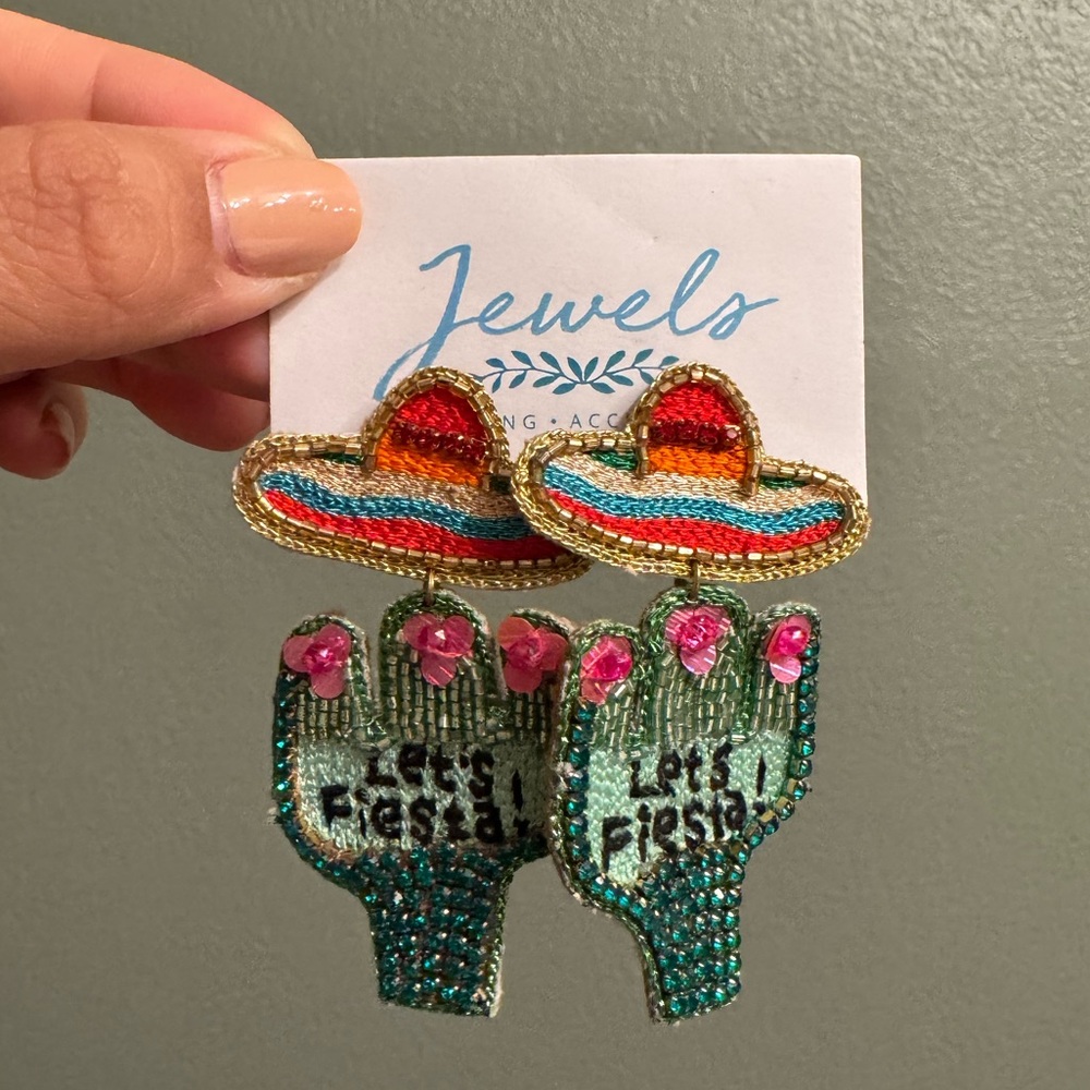 Beaded Sombrero & Cactus 'Let's Fiesta!' Earrings